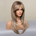 thumbnail image 3 of Long Layered Wigs for Women Middle Part Synthetic Hair Wig with Bangs for Daily Use Perruques A3, 3 of 6