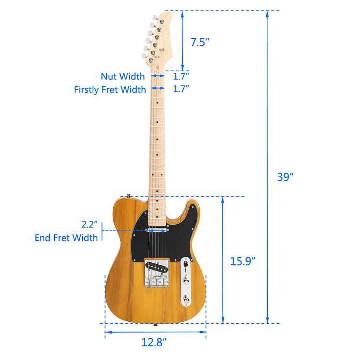 imerelez Electric Guitar w/Maple Fingerboard | 25.5" Scale Transparent Yellow | Basswood Body & Dual Single-Coil Pickups | Gig Bag, Strap, Picks, Cable, Tools