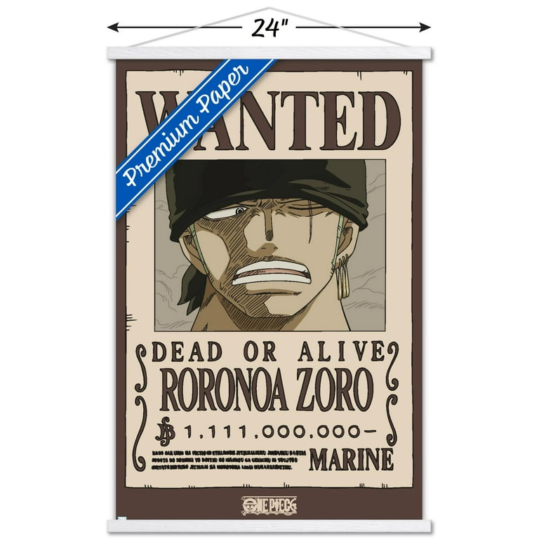 One Piece - Roronoa Zoro Wanted Poster Wall Poster with