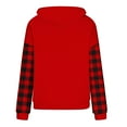 thumbnail image 4 of DDAPJ pyju Womens Christmas Hoodies Plaid Patchwork Long Sleeve Drawstring Hooded Sweatshirt Lightweight Pullover Hoodie with Kangaroo Pocket, 4 of 6