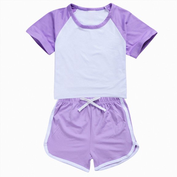 Zshosam Baby Girl Summer Outfit Toddler Baby Girl Clothes Summer Outfits Ruffle Sleeveless Shirt Kid Short Set for Girl Size 5T 6T,(Purple 5-6 Years)