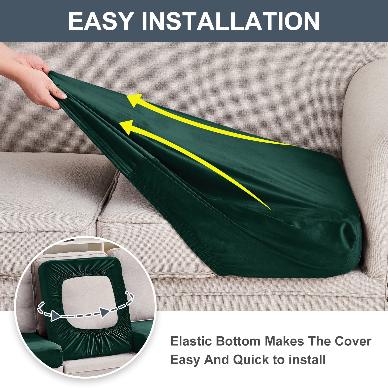 Sanmadrola Couch Covers Velvet Sofa Cushion Cover Stretch Machine Washable Universal Slipcover Furniture Protector for Couches Sectional Sofas