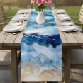 thumbnail image 4 of Navy Blue Coastal Beach Cotton Linen Rectangle Table Runners 13"x48", Summer Nautical Abstract Ombre Art Coffee Table Runner Dresser Scarves Table Runners for Wedding Party Banquet Dinner Decor, 4 of 8