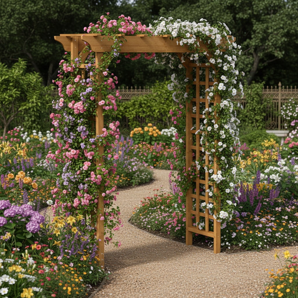 Wooden Arbor, Wedding Arch for Ceremony, Wood Trellis for Plant Climbing, Christmas Decor Pergola for Garden Backyard