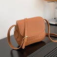 thumbnail image 5 of New decorative texture bag artificial leather simple temperament commuter shoulder bag underarm bag-Dark brown, 5 of 5