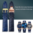 thumbnail image 5 of Correa de reloj de cuero negro y azul con hebilla de mariposa para hombre y mujer, compatible con todas las marcas de relojes, 12/14/15/16/18/19/20/22/23 mm, 5 of 5