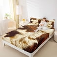 thumbnail image 4 of Homewish Vintage Cattle Hide Twin Sheet Sets,Rustic Farmhouse Cabin Twin Fitted Sheet,Country Farm Animal Flat Sheet For Kids,Luxury Bedroom Decor,3pcs, 4 of 7