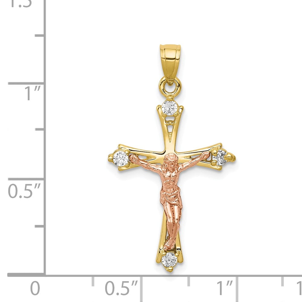 30mm x 16mm Solid 10k Yellow Gold Two Toned Cross Pendant Crucifix Charm 30mm x 16mm Solid 10k Yellow Gold Two Toned Cross Pendant Crucifix Charm