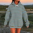 thumbnail image 2 of Horkkom Hoodies for Women Striped Print Long Sleeve Pullover Sweatshirts Fall Hoodies with Pocket Drawstring XL, 2 of 5