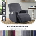 thumbnail image 4 of Timeles Recliner Chair Covers, Stretch Reclining Cover, Recliner Sofa Slipcovers Stripe Jacquard Recliner Couch Covers Furniture Protector Covers for Pet Kid (1 Seater, Dark Gray), 4 of 7
