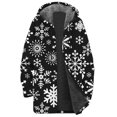 thumbnail image 5 of Jacket Women Longline Jackets Christmas Print Winter Cozy Lined Full Zip Outerwear for Cold Weather Trench Coat Women Black L, 5 of 5