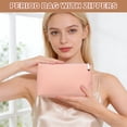 thumbnail image 4 of Uxcell Period Bag for Women Girls, 7.9 X 4.7" Small Essential First Period Bag with Zippers PU Leather Sanitary Towel Storage Pouch Portable Pads for Home Travel Daily Use, Purple, 4 of 7