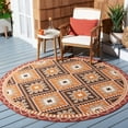 thumbnail image 2 of SAFAVIEH Veranda Johann Geometric Indoor/Outdoor Area Rug, Rust/Red, 5'3" x 5'3" Round, 2 of 6