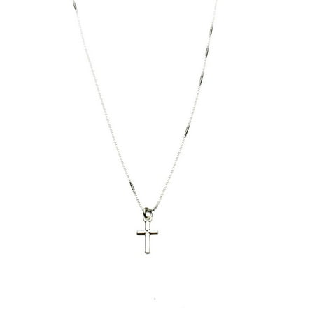 Sterling Silver Tiny Cross Charm Box Chain Nickel Free Necklace Italy 14