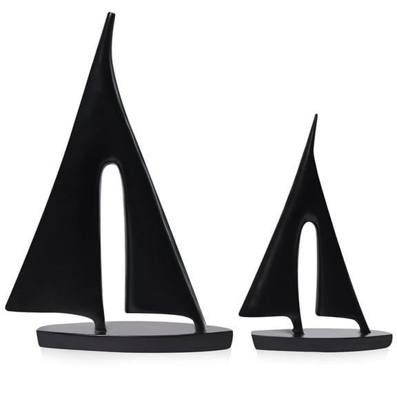 Modern Sculptures Home Decor,Sailboat Decor Ornament,Boat Decorations Statue Decor,Art and Statues(2PCS)Black