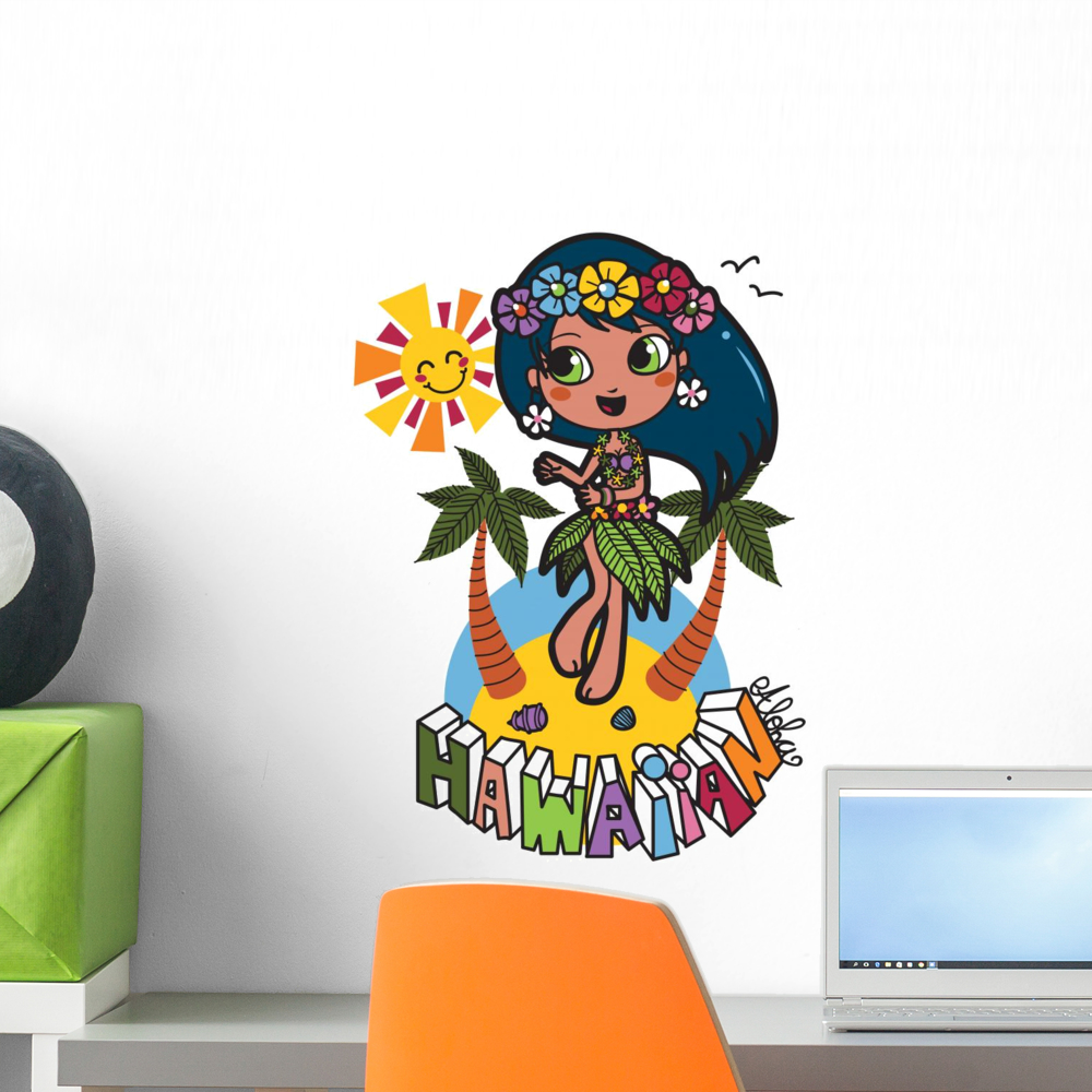 Hawaiian Aloha Girl Enjoy Wall Decal by Wallmonkeys Peel and Stick