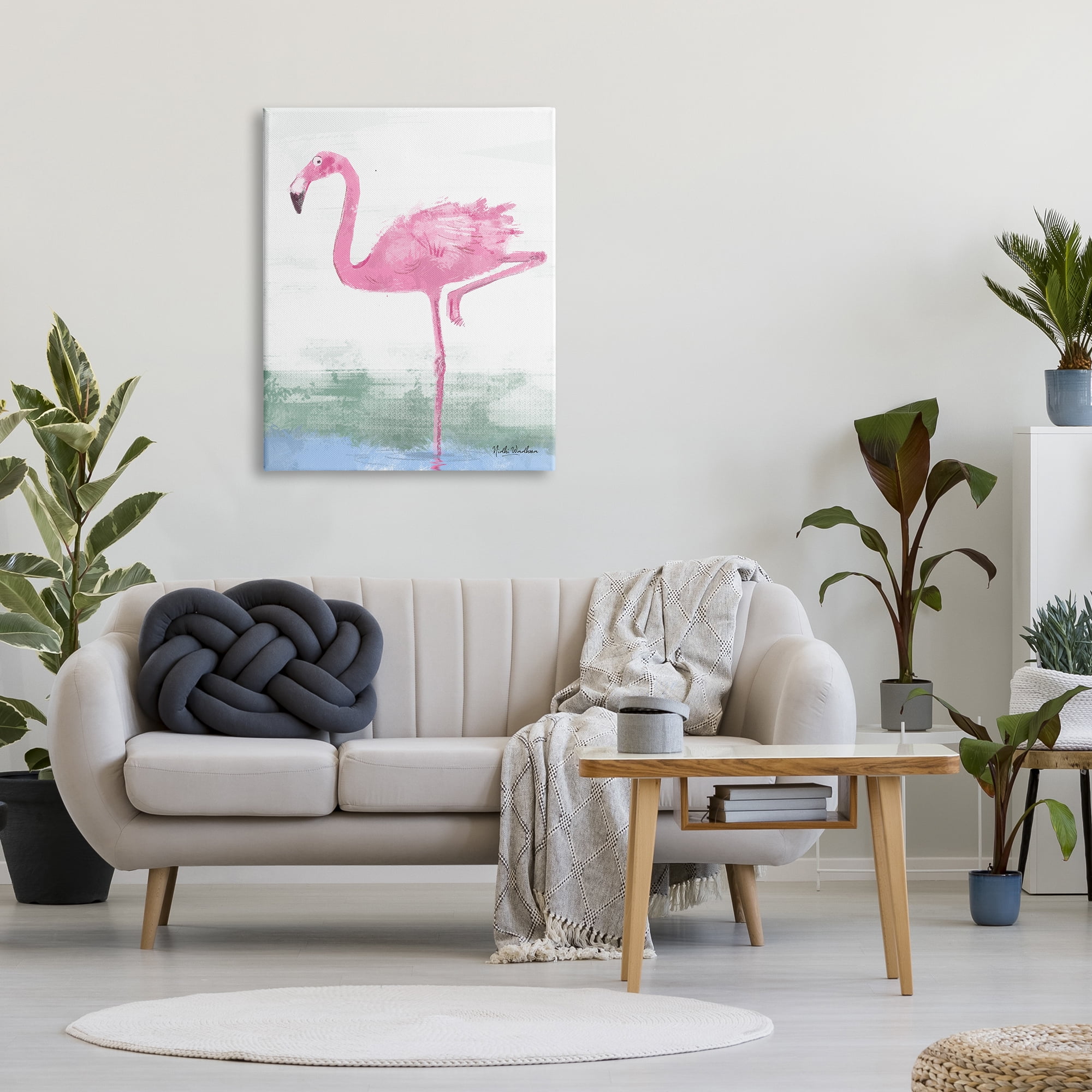 Stupell Industries Pink Flamingo Painting Animals & Insects Painting Gallery Wrapped Canvas Print Wall Art, 30 x 40