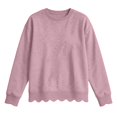 thumbnail image 4 of Women's Crew Neck Long Sleeve Sweatshirt Drop Shoulder Scallop Hem Casual Pullover Top Fall Layering Pink,S, 4 of 4