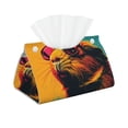 thumbnail image 2 of Lsque Watercolor Glasses Guinea Pig Printed Long Tissue Box Cover Holder, Facial Paper Organizer Dispenser,Triangle with Bottom Belt, PVC Leather Decorative Organizer, 2 of 9
