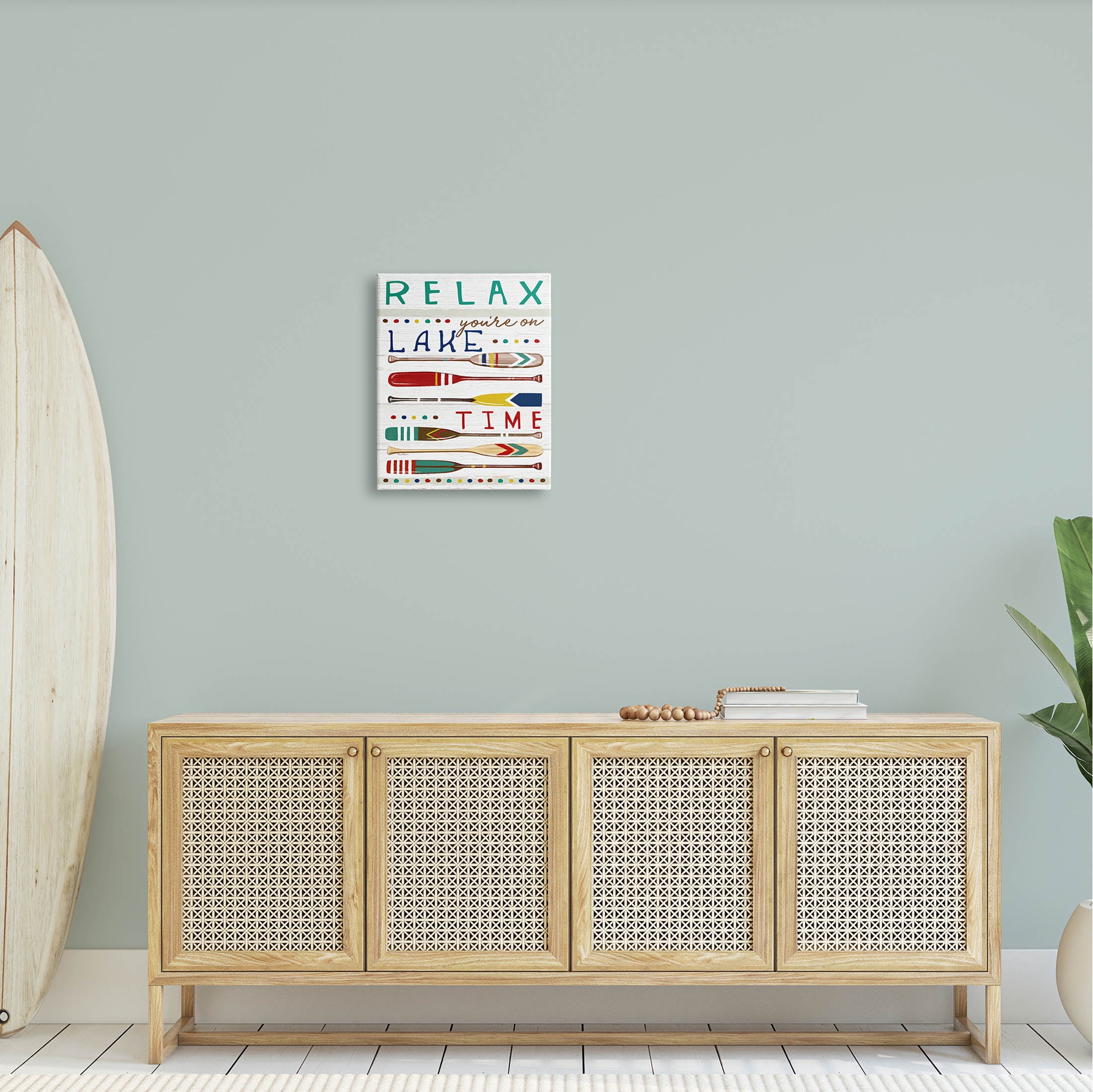 Stupell Industries Relax Lake Time Rustic Oars Graphic Art Gallery Wrapped Canvas Print Wall Art, Design by Elizabeth Tyndall