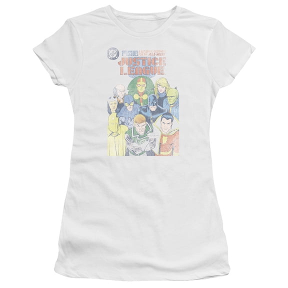 JLA Justice League Justice League #1 Cover S/S Junior Women's T-Shirt Sheer White