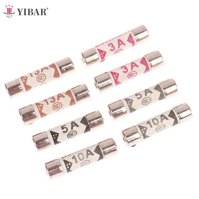 2PCS 6 x 25MM 3A/5A/10A/13A Plug Top Fuse Electrical Plug Ceramic Fuse BS1362 British Ceramic Fuse TubeA1 He Qiyong unisex