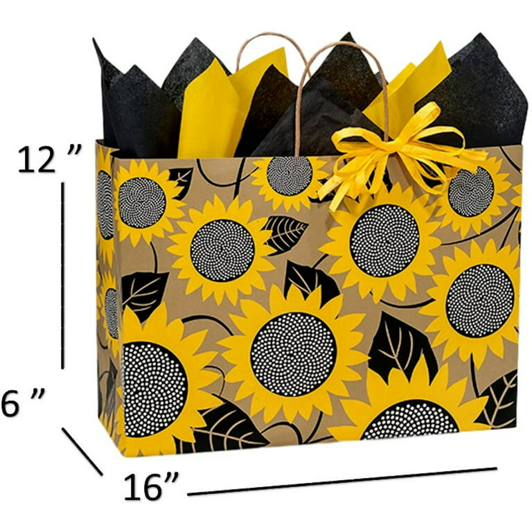 Gift Baskets by Debbie Yellow Sunflower Gift Bags Tissue Paper Tags All Occasion 3 Sets