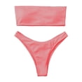 thumbnail image 5 of Afdoent Women's Bikini Sets Women Two Piece Solid Color Swimwear High Waisted Split Swimsuit Bikini Beachwear Padded Swimwear Trendy Beach Swimwear, 5 of 6