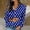 Blue, variant on Womens Satin Silk Button Down T-Shirts Polka Dot Print Casual Long Sleeve Collared Blouses Loose Fit Office Work Shirts