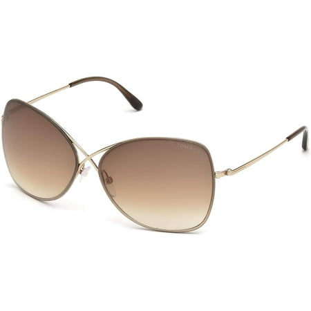 FT0250 Colette 28F 63MM Shiny Rose Gold, Dark Brown Temple Tips/Gradient Brown Butterfly Sunglasses for Women + FREE Complimentary Eyewear Kit