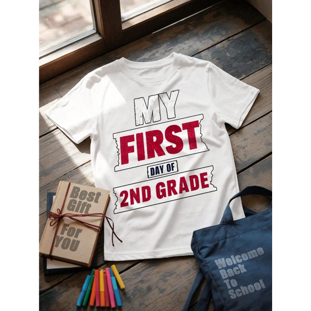 2nd Grade Boys Girls-Shirt - Lightweight and Comfortable Crew Neck Casual Top With Back To School Print - Young People, everyday-Shirt|-Shirt With Fun Pattern|Comfortable Style Back To School Clothes