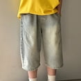 thumbnail image 4 of KAUOD Baggy Jean Shorts for Boys Elastic Waisted Casual Loose Fit Hip Hop Skateboard Denim Shorts Stylish Streetwear Pants, 4 of 5