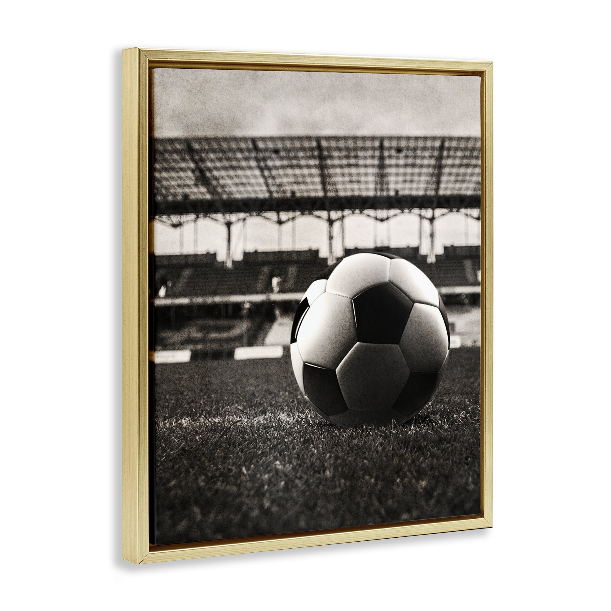 Stupell Industries Vintage Sports Soccer Gold Framed Floater Canvas Wall Art, design by Marcus Prime