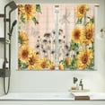 thumbnail image 6 of Farmhouse Wooden Sunflower Kitchen Curtains Country Bathroom Curtains Window Treatment Drapes Tier Rustic Plank Butterfly Cafe Small Bedroom Short French Door Curtains 2 Panels 27.5x39 Inch, 6 of 6