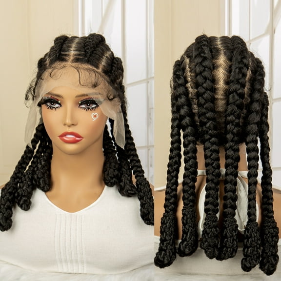Full Lace Braided Wigs Synthetic Cornrow Box Braids Wigs for Women Lace Frontal 16 Inches Knotless Braiding Wig with Baby Hair