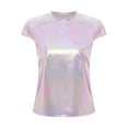 thumbnail image 3 of vastwit Women's Metallic Shiny Short Sleeve Shirt Round Neck Shiny Glitter Tee Top Lavender XL, 3 of 5