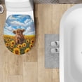 thumbnail image 4 of ZUXONGSY Highland Cow Sunflower Toilet Lid Seat Cover Oblong Toilet Seat Cover with Elastic Bottom Decorative Round Elongated Toilet Lid Covers Fit Size 17.3 x 13 Inches, 4 of 6