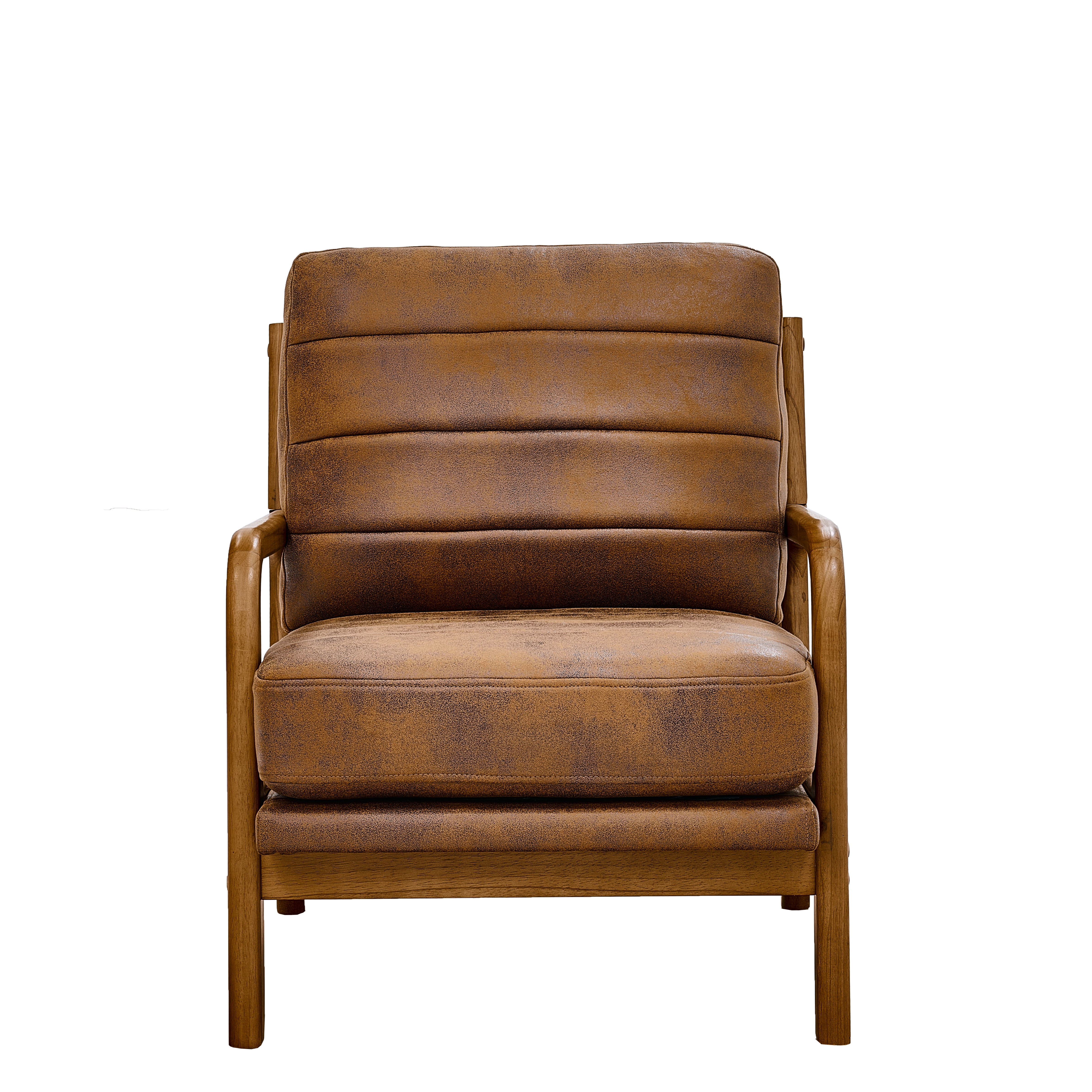 Foil Fabric Accent Chair with Solid Wood Frame, Modern Lounge Chair and Curved Armrest Reading Chair for Living Room Bedroom, Light Brown