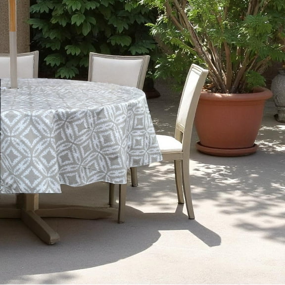 Serafina Home Summer Flannel Back Vinyl Tablecloths: Patio Table Umbrella Hole and Zipper Table Cover, 52" x 70" inch Rectangle