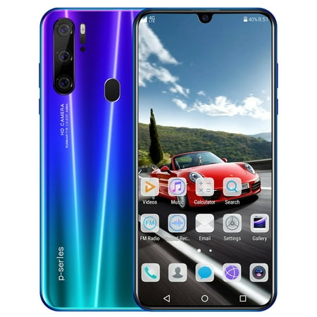 P35 PRO Android Smartphone Face Fingerprint Recognition Mobile Phone 6G+128G Gradient blue U.S. (Best Face Chat For Android)