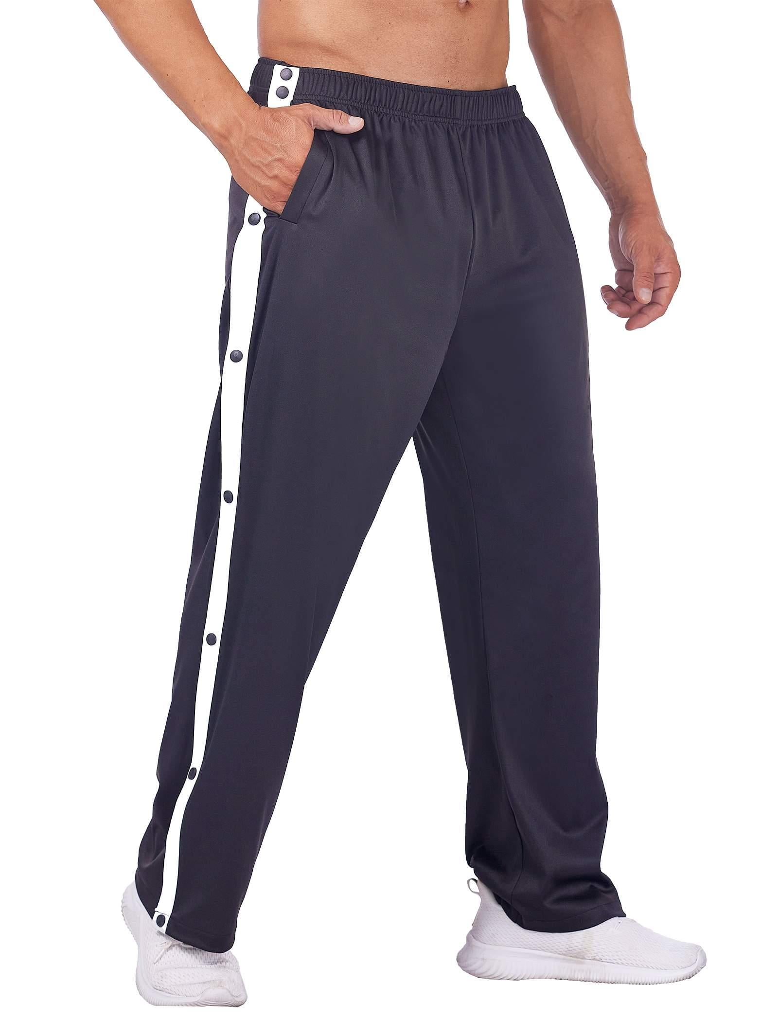 Men's Tearaway Pants Basketball Workout Sweatpants High Split Snap Button  Loose Post-Surgery Pants - Walmart.com