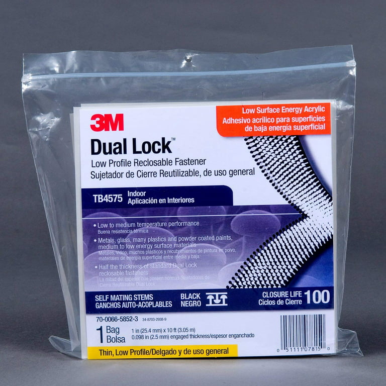 3M™ Dual Lock™ Reclosable Fastener TB4575, Black, 1 in x 10 ft, Mated  Strips - The Binding Source