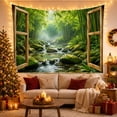 thumbnail image 3 of Scenic Looking Through with Open Wooden Window Hinged, Mystical Fantasy for Space Lovers, Galaxy Room Decor, Housewarming Gift, Tapestry Wall Hanging for Bedroom and Dorm, 3 of 7