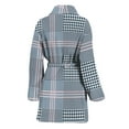 thumbnail image 2 of Navy And White Glen Plaid Women Bathrobe One Size Univeral Fits, Checkered Caro Plaid Tartan Fashion Lightweight Plush Fleece Long Robe For Women, 2 of 3