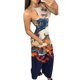thumbnail image 1 of Gibobby Pantalones cortos Mono largo de estilo playero suelto con estampado hueco lateral y tirantes informales para mujer(Beige， S), 1 of 5