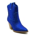 thumbnail image 2 of Forever Women Cowgirl Cowboy Western Ankle Boots Pointy Toe Rhinestone Bling Short Booties RIVER-01 Royal Blue 6.5, 2 of 3