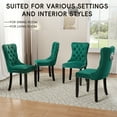 thumbnail image 6 of DONICK Velvet Upholstered Dining Chair Set of 6,Modern Tufted Kitchen Chairs Nailhead Lion Pull Ring Black Wood Legs(Black), 6 of 9