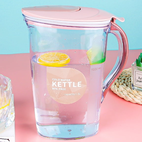 1.4L Heat-Resistant Cold Water Pitcher with Flip Lid, Portable Beverage Dispenser for Refrigerator, Jug for Juice, Fruit Tea, and Iced Drinks, Easy Pour Spout
