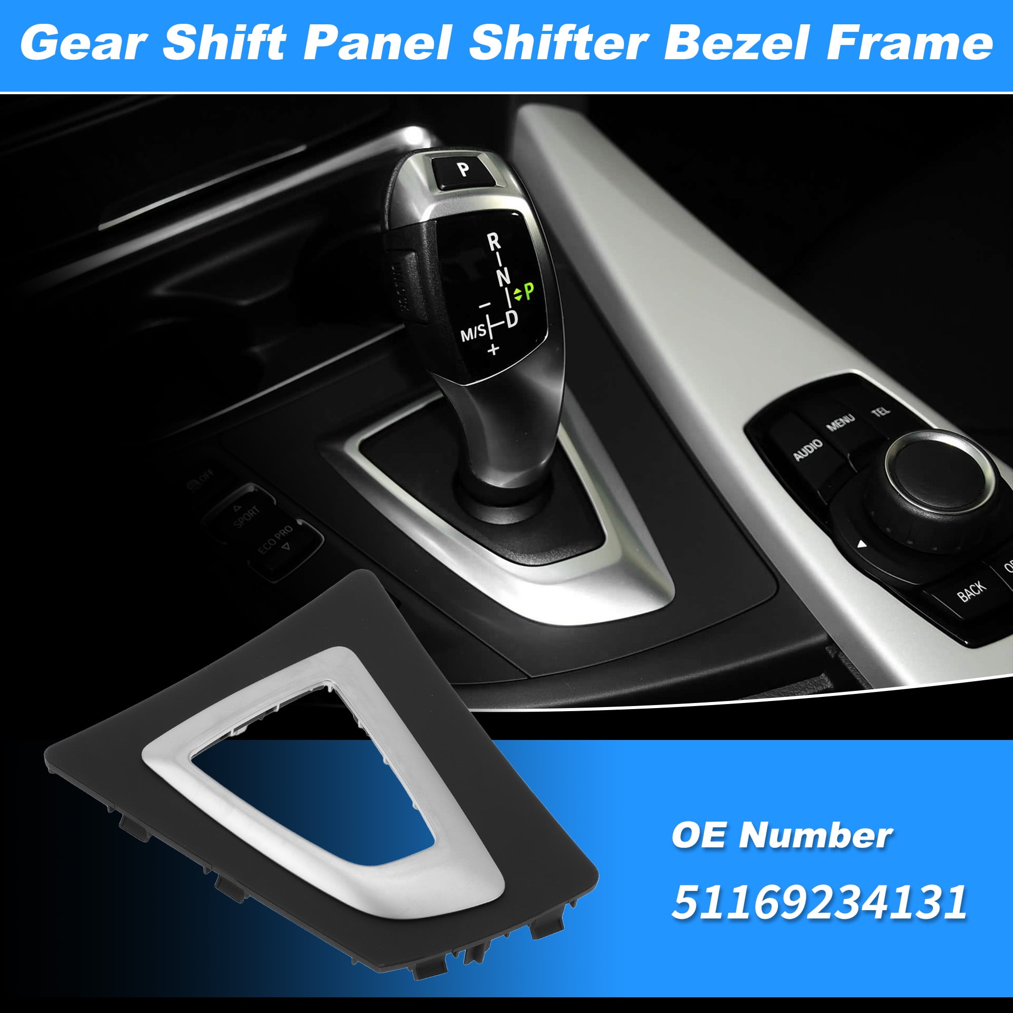 Unique Bargains Gear Shift Panel Shifter Bezel Frame Cover for BMW 3 4 Series F30 F31 F34 F35 F32 F33 F36 No.51169234131 Center Console Control Panel Trim Black, Silver Tone