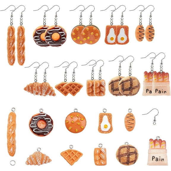 1 Box DIY Food Theme Earring Making Kits with Imitation Food Resin Pendants Brass Earring Hooks Iron Jump Rings Mixed Color Pendants: 20pcs/box